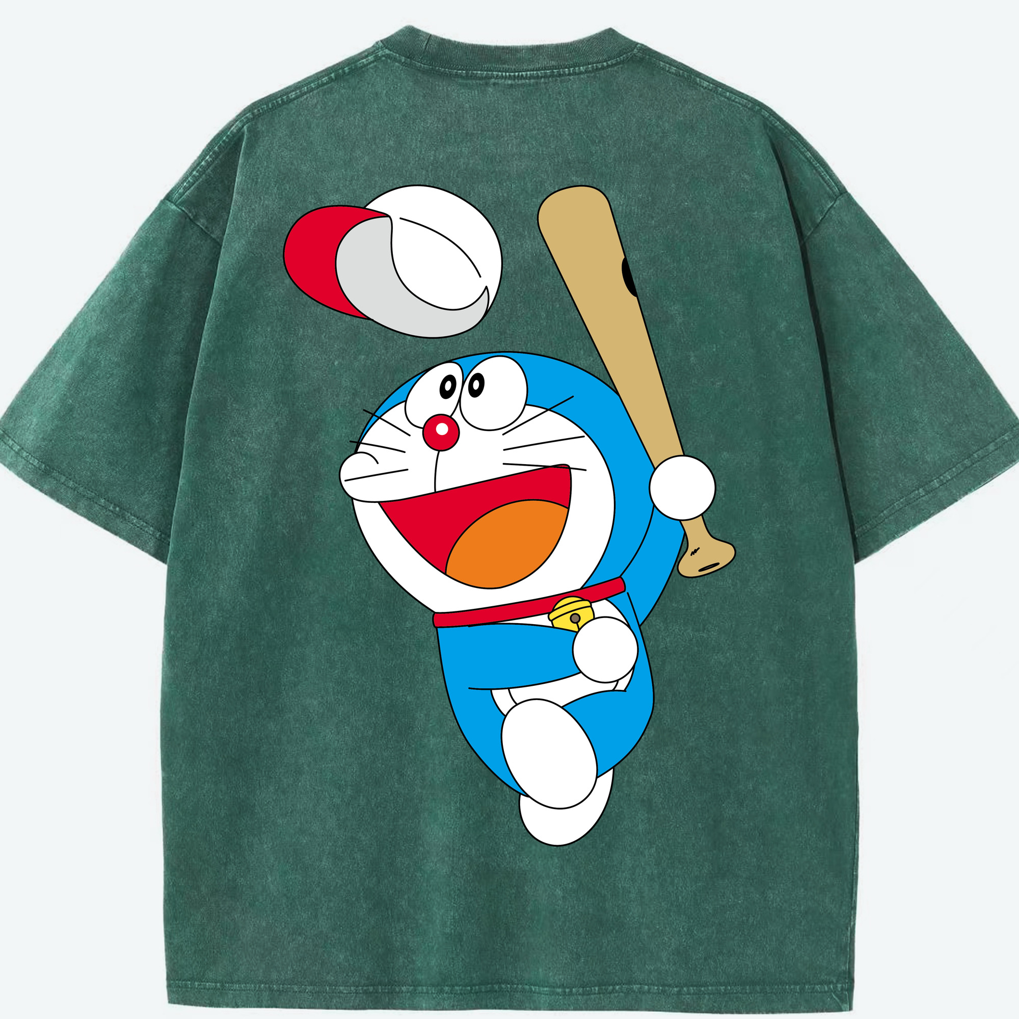 （画像用） ドラえもん Doraemon 綿100% ヴィンテージ風 半袖Tシャツ（背面プリント）